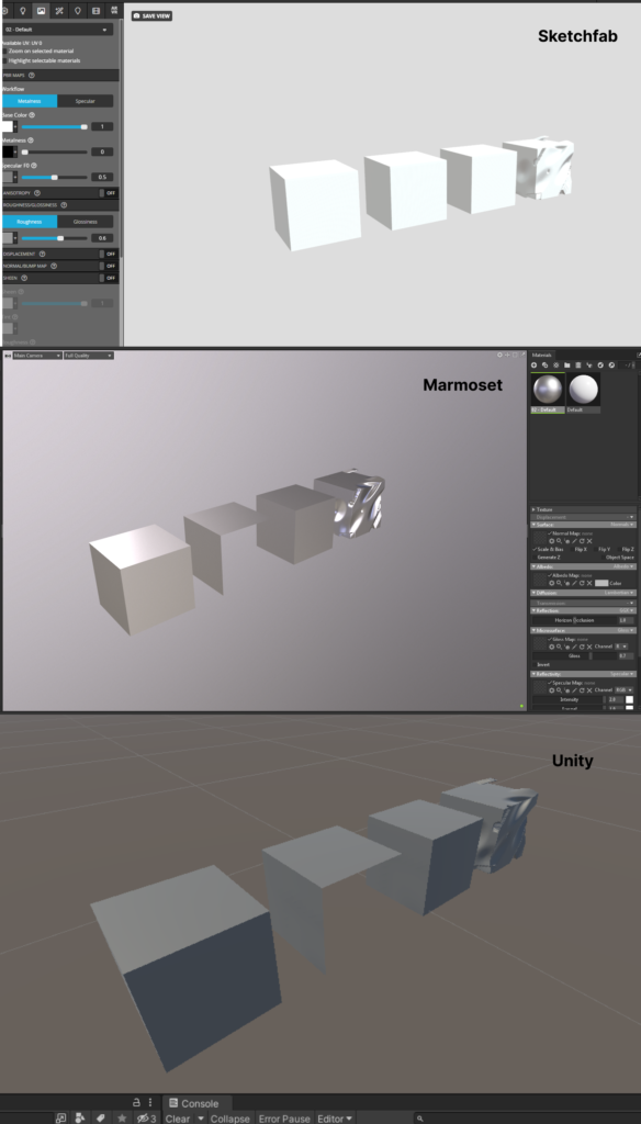 Compatibility issues when importing in Sketchfab, Marmoset, and Unity